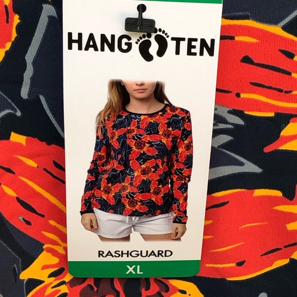 Hang Ten Swim Rash Guard Shirt, Long Sleeve With Back Pocket.Woman’s Size XL NWT - Picture 3 of 11